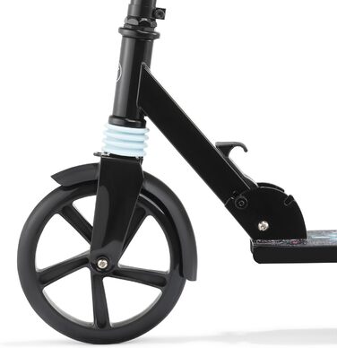 Самокат дитячий та підлітковий HyperMotion Vibe алюмінієвий, до 100 кг, складний, з регульованим кермом, колеса 200 мм, чорний з левом, ABEC-7
