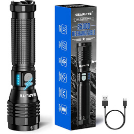 Ліхтар налобний LED Gearlite, 10000 люмен, перезарядна, 5 режимів, IP65, Zoom, 4800mAh, для кемпінгу, туризму, надзвичайних ситуацій