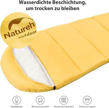 Дитячий спальний мішок Naturehike C300-Gelb для кемпінгу, подорожей, весни, літа, осені - бавовняний, легкий, теплий