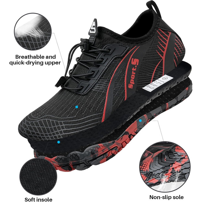 Легкі шкарпеткові кросівки IceUnicorn для чоловіків та жінок. Шкарпетки-кросівки, аквашузи, фітнес-кросівки, пляжні та плавальні кросівки. Розмір 43 EU, чорний колір.