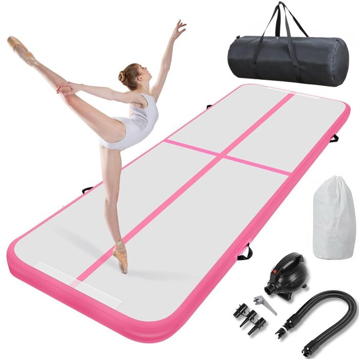 Надувний гімнастичний мат Air Turn Track Matte для tumbling, йоги та фітнесу, протиковзкий та водонепроникний (Рожевий, 3 м)