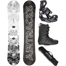 Сноуборд комплект Airtracks Akasha Wide Hybrid Rocker + кріплення Master + черевики + сумка SB, 152/157/159/162 см, сноуборд 162 см, черевики Star Black 46