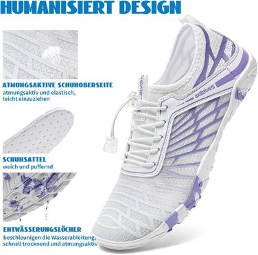 Шкарпетки для плавання та водних видів спорту WateLves: чоловічі та жіночі, швидковисихаючі, унісекс, білі та фіолетові, 41 EU