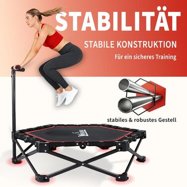 Складаний фітнес-батут для дому з регульованою ручкою, навантаження до 150 кг, Ø 86.5 см, для дорослих та дітей (Colorful)