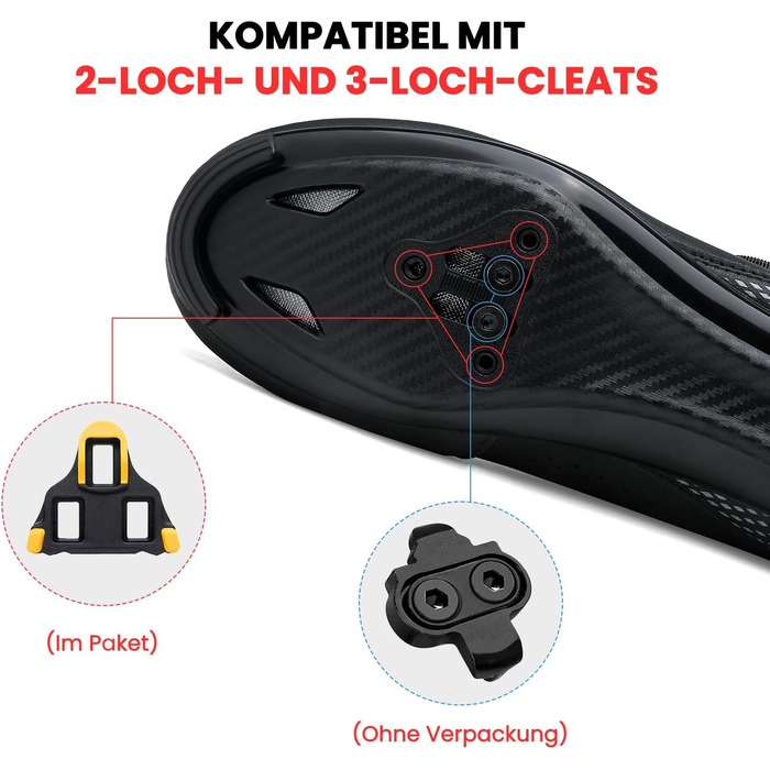 Велотуфлі чоловічі/жіночі для велоспорту, сумісні з SPD-SL, SPD/Look KEO, чорні (42 EU)