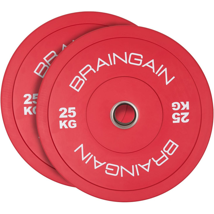 Пара олімпійських бамперних дисків BRAINGAIN 2×20 кг, суцільна гума для силових тренувань та важкої атлетики