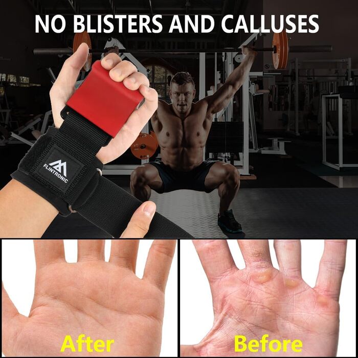 Набори для тяги Flintronic Power Zughilfen: 2 шт. для бодібілдингу, силових тренувань, важкої атлетики та фітнесу. Зручні ручки з неопрену 8 мм та бавовни, шкіряні навантажувальні ручки.