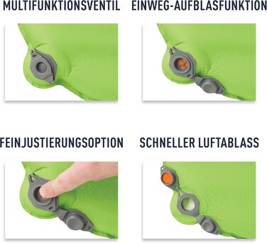 Каремат Sea to Summit Comfort Light Self Inflating Regular Green - самонадувний килимок для туризму, піших прогулянок, 2.5 сезони, з технологією Delta Core та системою Packsack & Pillow Lock