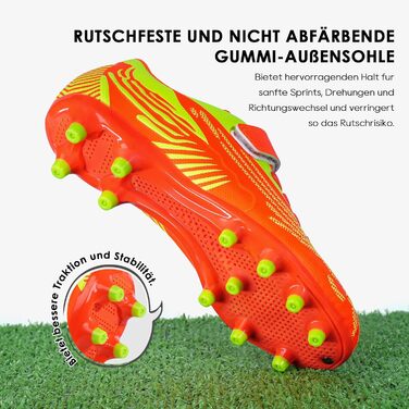 Дитячі футбольні бутси JABASIC для твердого поля, шипові, для хлопчиків та дівчаток, 30 EU, помаранчево-лаймовий колір