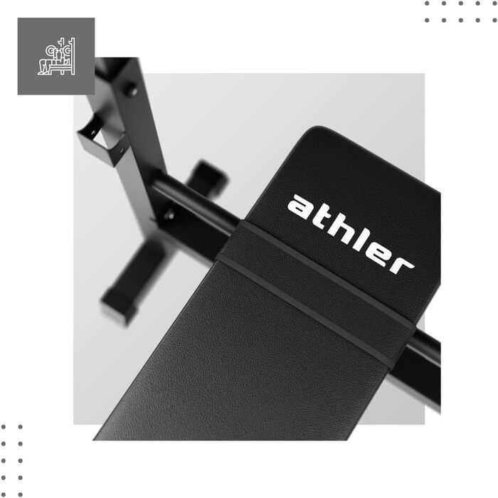Мультифункціональна лавка ATHLER Gorilla 70 для фітнесу, регульована, зі стійкою та дип-станцією, складана, для домашнього спортзалу, максимальне навантаження 200 кг, чорна