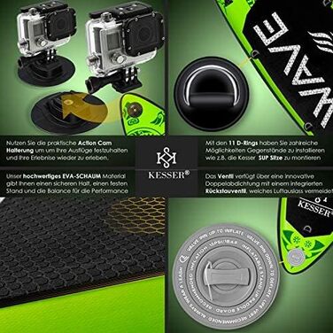 KESSER® Надувна SUP-дошка для веслування стоячи, преміум, 6 дюймів, набір з аксесуарами, до 130 кг, для водного спорту