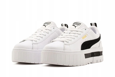 Жіночі білі кросівки на платформі Puma Mayze, шкіряні, р. 37