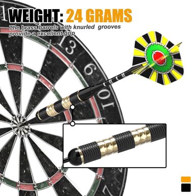 Професійні дротики Alyoen Metallspitze (6 шт) 20/24/26 г з алюмінієвими стеблями, пір'ями, точилом та захистом для польотів