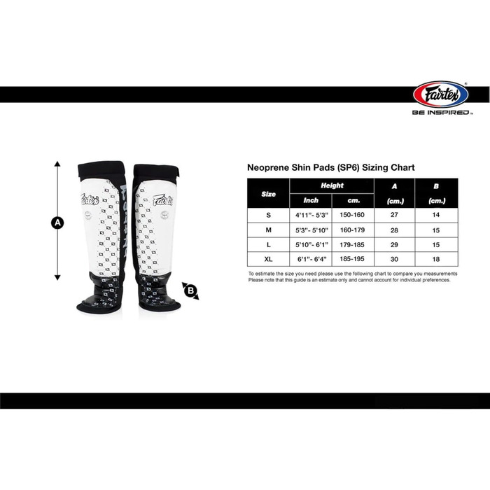Захисні щитки для гомілки Fairtex SP6 XL, біло-чорні, тайський бокс