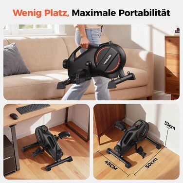 YOSUDA Pedaltrainer PRO: тренажер для ніг та рук для дому з регулюванням опору, 16 рівнів, нековзна поверхня