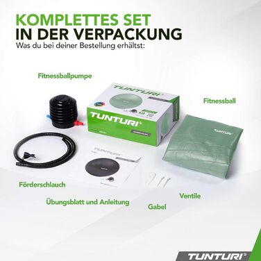 Фітнес-м'яч Tunturi Anti-Burst з насосом: фітбол, м'яч для йоги, пілатесу та вагітності. Макс. вага 220 кг, додаток для тренувань, червоний (діаметр 65/75 см)