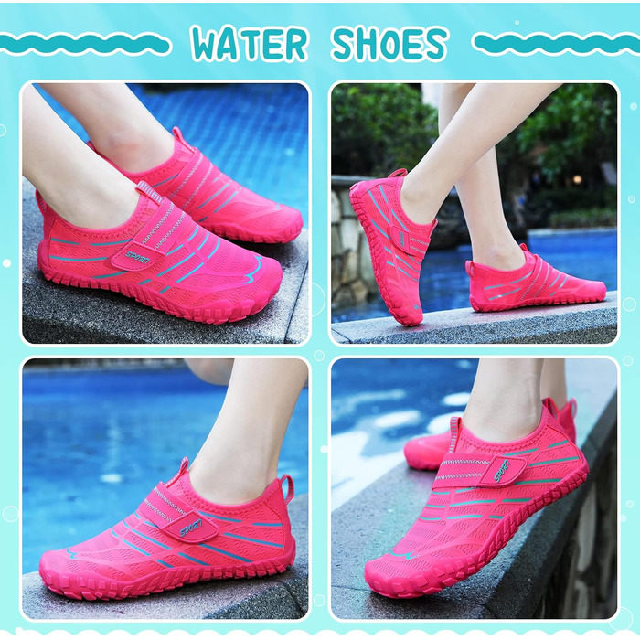 Дитячі аквашузи Hanani для хлопчиків та дівчаток. Легкі, швидковисихаючі, для плавання та відпочинку на пляжі. Розмір 34 EU, червоний колір