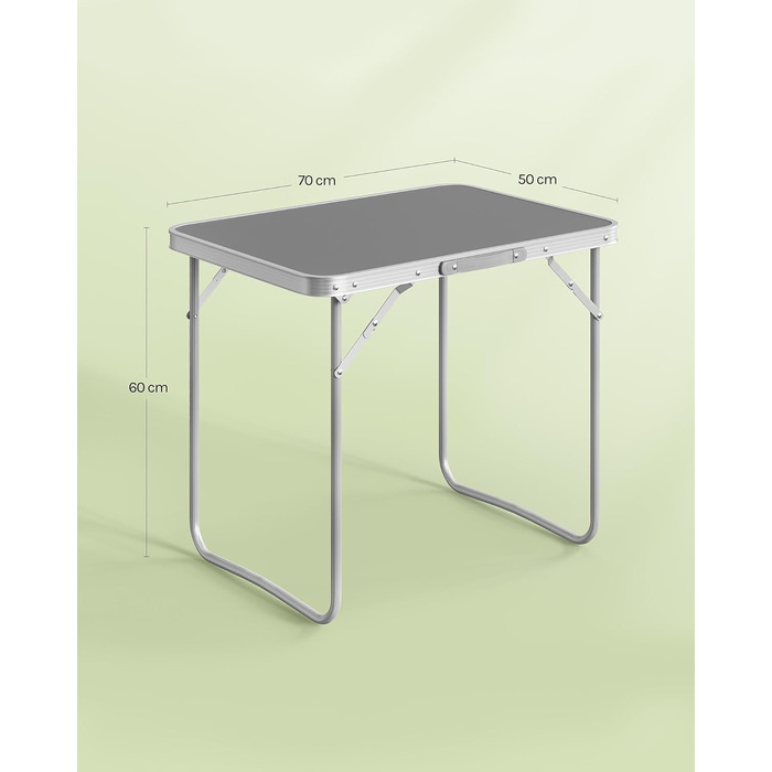 Складаний туристичний стіл Woltu для пікніка, відпочинку на природі та в саду, 70x50x60 см (алюміній + MDF)