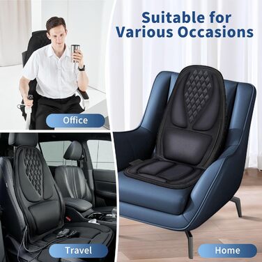 Масажне подушечка для спини з глибокою проникаючою вібрацією, охолодження/підігрів, 2 режими, для зняття м'язової втоми та стресу (Чорний сатин)