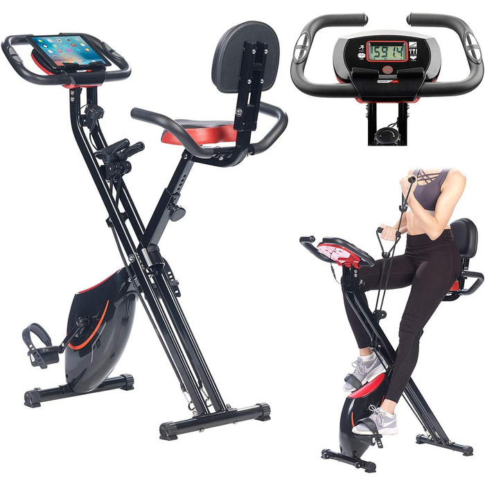 PEARL Sports 2-в-1 складаний орбітрек з еспандерами та тримачем для планшета, 2,5 кг маховик, для дому та літніх людей