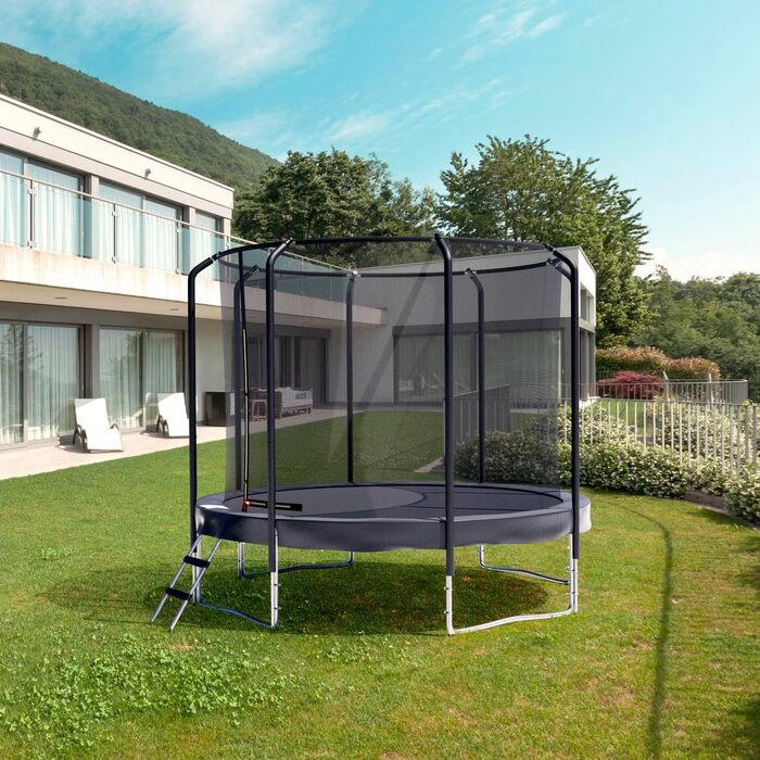 Батут Semi-Pro 10FT (305 см) з чорним захисним покриттям, сіткою, матцем та сходами