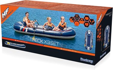 Надувний човен Bestway Hydro-Force Treck X3 для 3 дорослих та 1 дитини, 307x126x39 см, комплект