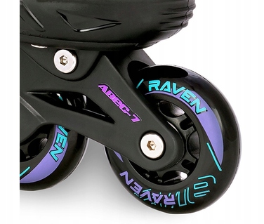 Регульовані ролики RAVEN Cande, Black/Mint/Violet, розмір 38-42, каучукові колеса