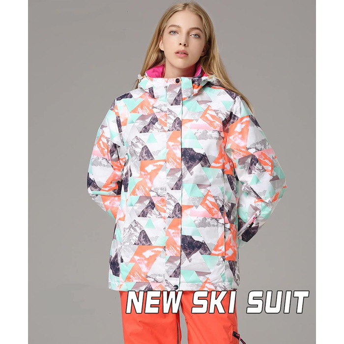 Жіночий комплект для сноубордингу та лижного спорту: куртка та штани, водонепроникний, вітронепроникний, теплий, для туризму, сноубордингу, лижного спорту, оранжевий+чорний, розмір L