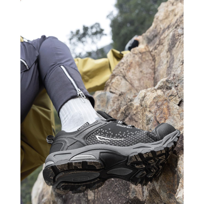 Туфлі для хайкінгу/трекінгу чоловічі та жіночі, водонепроникні, легкі, дихаючі, 38-46 EU (44 EU, чорний/сірий)