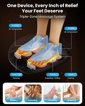 Масажер для ніг Shiatsu з підігрівом COMFIER - для діабету, п'яткової шпори, офісу. Розмір до 46.