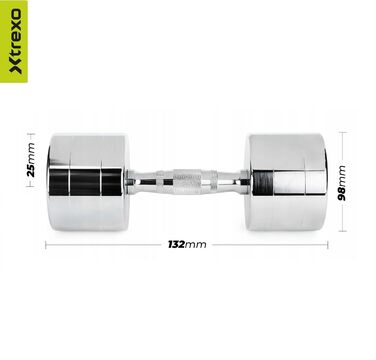 Набір гантелей XTREXO Verte Kurz 2 шт. (2.5–12 кг) – сталеві гантелі з неслизьким грифом, міцна поверхня, для силових тренувань вдома та в спортзалі (хром, 2 x 9 кг)