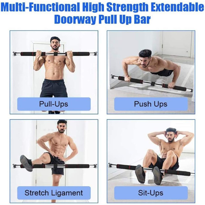 Турнік для дверей Klimmzugstange | Регульована висота 80-130 см | Макс. вантажопідйомність 150 кг | Чорний та червоний | Для силових тренувань