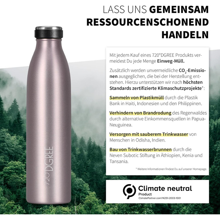 Термос-бутилка з нержавіючої сталі 720°DGREE milkyBottle 750 мл, BPA-free, герметична, для газованої води, спорту, школи, фітнесу, кемпінгу, кольору тауп/молочний