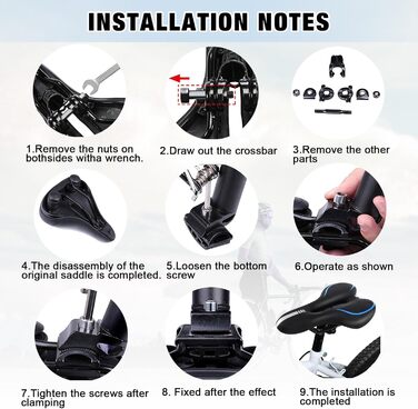 Велосипедне сідло ENJOHOS, водонепроникне, PU, для гірського, трекінгового, туристичного та шосейного велосипеда (блакитне гелеве)