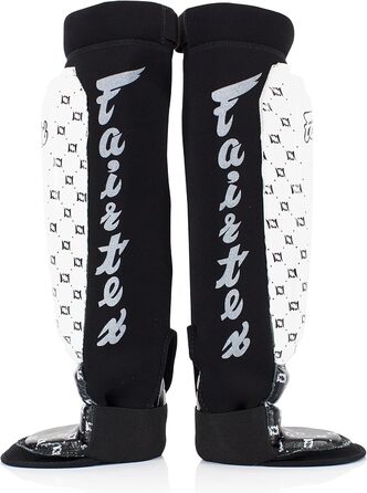 Захисні щитки для гомілки Fairtex SP6 XL, біло-чорні, тайський бокс