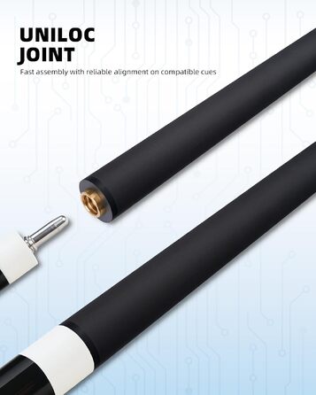 Карбоновий шафт для більярдного кия KONLLEN Low Deflection з Pro-Taper, 11.5/12.5 мм, з'єднання Uni-Loc, 74 см, чорний