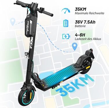 Електросамокат MEGA MOTION із сертифікатом ABE, 350 Вт, 35 км, 7.5 Ah, 8.5