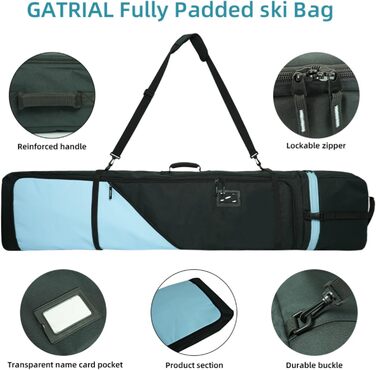 Чохол для сноуборду AUMTISC, чорний/синій, 155-180 см, водонепроникний, з регульованими лямками