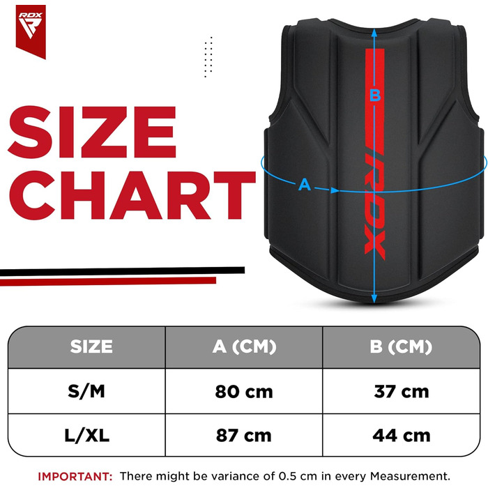 Захист для корпусу RDX з Maya Hide шкіри, червоний S/M – для кікбоксингу, MMA, муай-тай, боксу, регульований, для домашніх і тренажерних занять