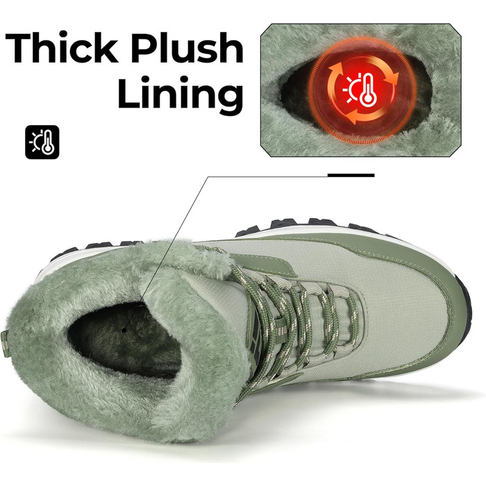 Зимові черевики Mishansha для жінок, утеплені, з антиковзким покриттям, для піших прогулянок, розмір 36-42, 38 EU, зелені