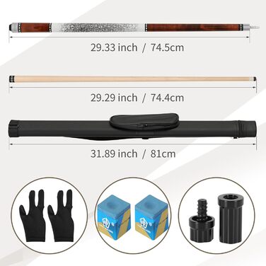 Більярдний кий GARSEN, 147.3 см, комплект з 4 шт, акорн-коричневий