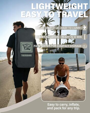 SUP дошка надувна TIGERXBANG 320 см, комплект для Stand Up Paddling, рожево-зелена, для дорослих та дітей