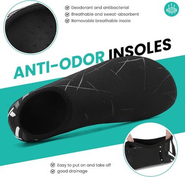 Чоботи для плавання та водних видів спорту: чоловічі та жіночі, швидковисихаючі, з антиковзким покриттям, легкі, для пляжу, басейну та серфінгу (34 EU, 857 Чорний)