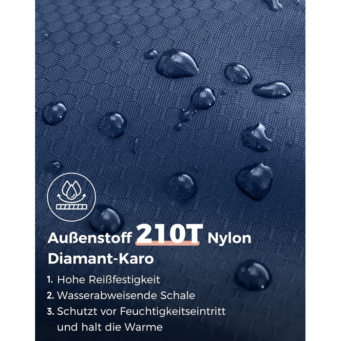 Спальний мішок KingCamp для 2 осіб з фланелі, зимовий, теплий, 3-4 сезони, з 2 подушками, для кемпінгу та відпочинку на природі, синій