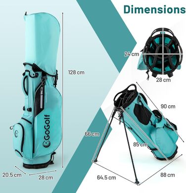 Сумка для гольфу LIFEZEAL: легка, з 8 верхніми відділеннями та 5 кишенями на блискавці, з тримачем для парасольки, водонепроникна, з регульованим плечовим ременем для жінок та чоловіків, блакитна
