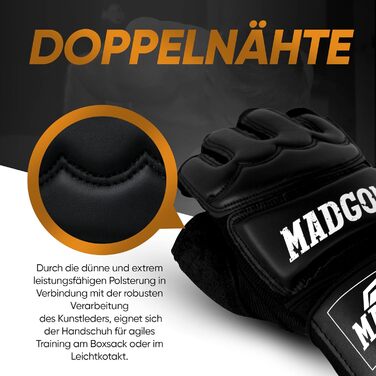 Професійні MMA рукавички MADGON L чорні/білі для боксу, тренувань, бойових мистецтв