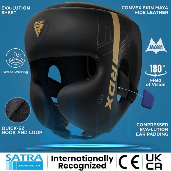Дитячий боксерський шолом RDX для кікбоксингу, MMA, карате, тайського боксу, захист голови з Maya Hide шкіри, універсальний для єдиноборств та фітнесу