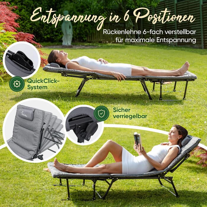 Розкладне шезлонг для відпочинку на сонце: стілець, шезлонг, для саду та кемпінгу, до 200 кг, вологостійкий