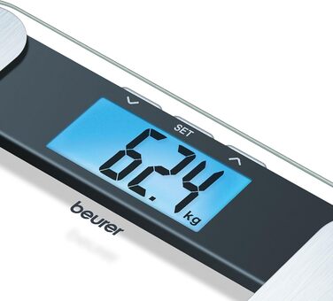 Діагностичні ваги Beurer BF 220 зі скляною платформою, великим LCD-дисплеєм, вантажопідйомність до 180 кг