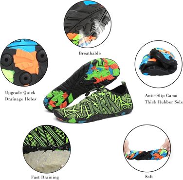 Чоботи для плавання та відпочинку на пляжі, Sagaro, для жінок, чоловіків, дітей, розмір 35-48, зелені смужки